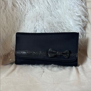 NWT The Body Shop Brush Organizer, Black Satin with Glitter Bow Accent